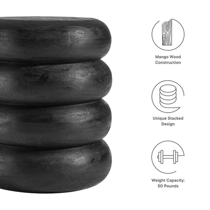 Ellery Round Stacked Wood Side Table by Furniture For America