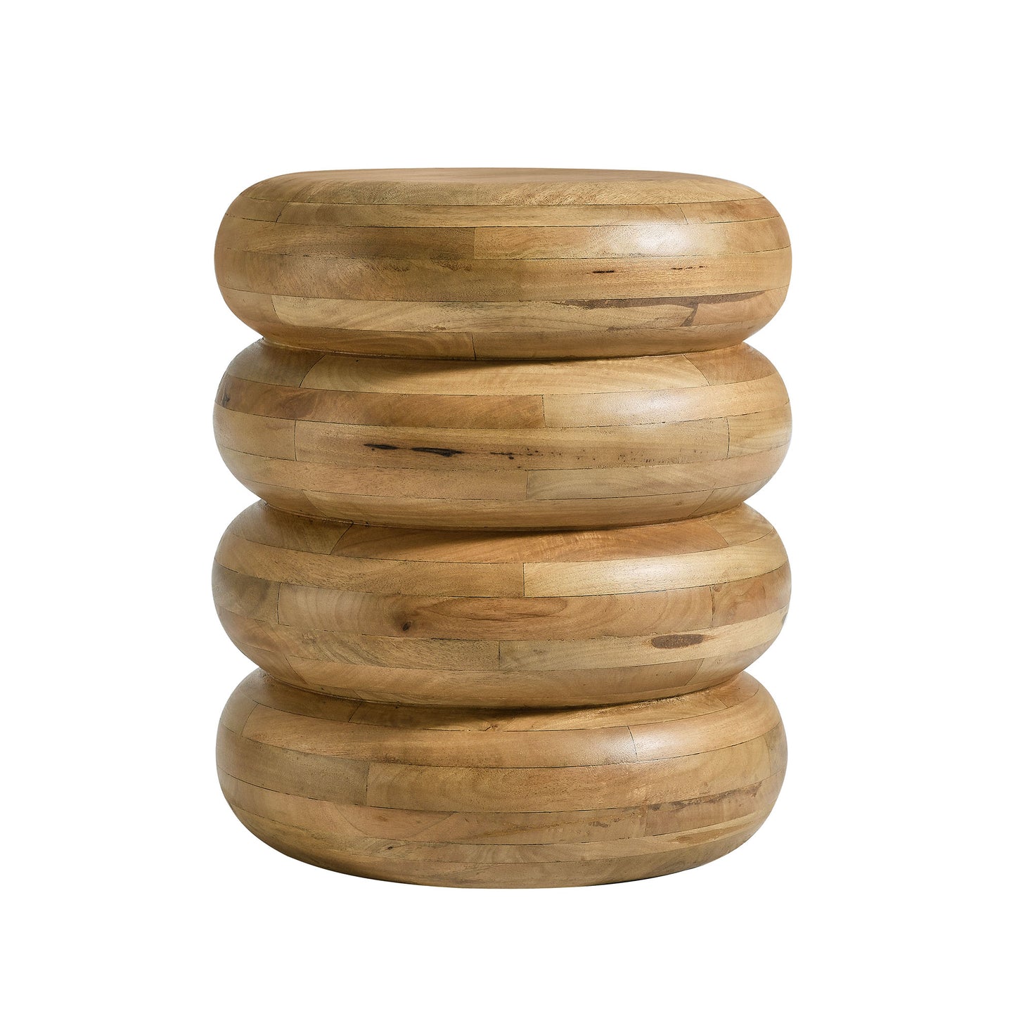 Ellery Round Stacked Wood Side Table by Furniture For America