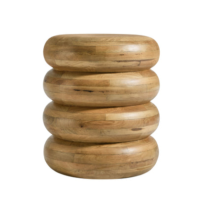Ellery Round Stacked Wood Side Table by Furniture For America