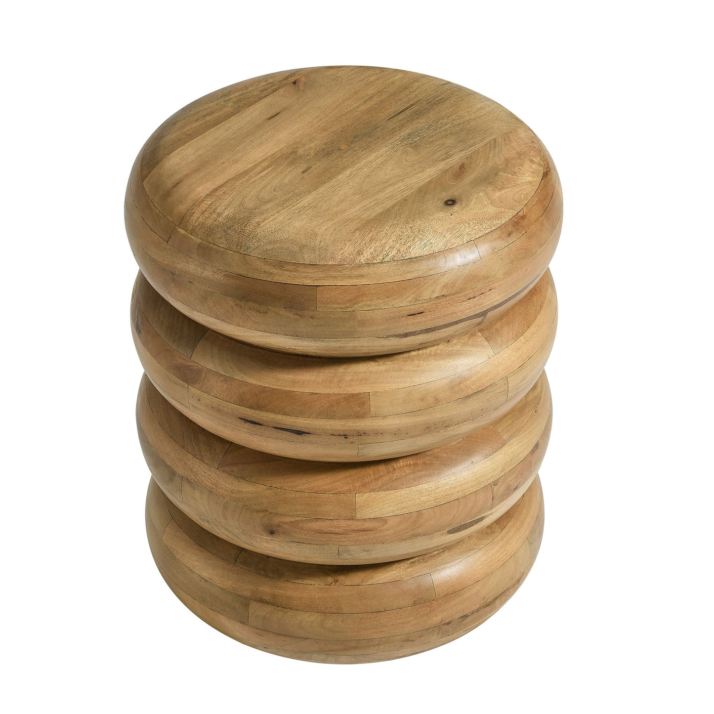 Ellery Round Stacked Wood Side Table by Furniture For America