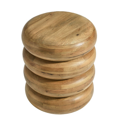 Ellery Round Stacked Wood Side Table by Furniture For America