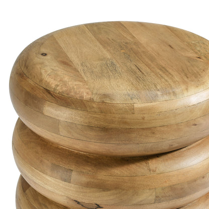 Ellery Round Stacked Wood Side Table by Furniture For America