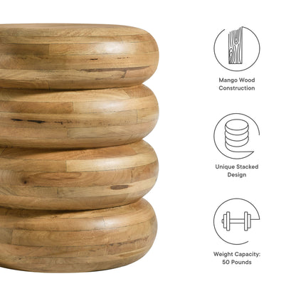 Ellery Round Stacked Wood Side Table by Furniture For America