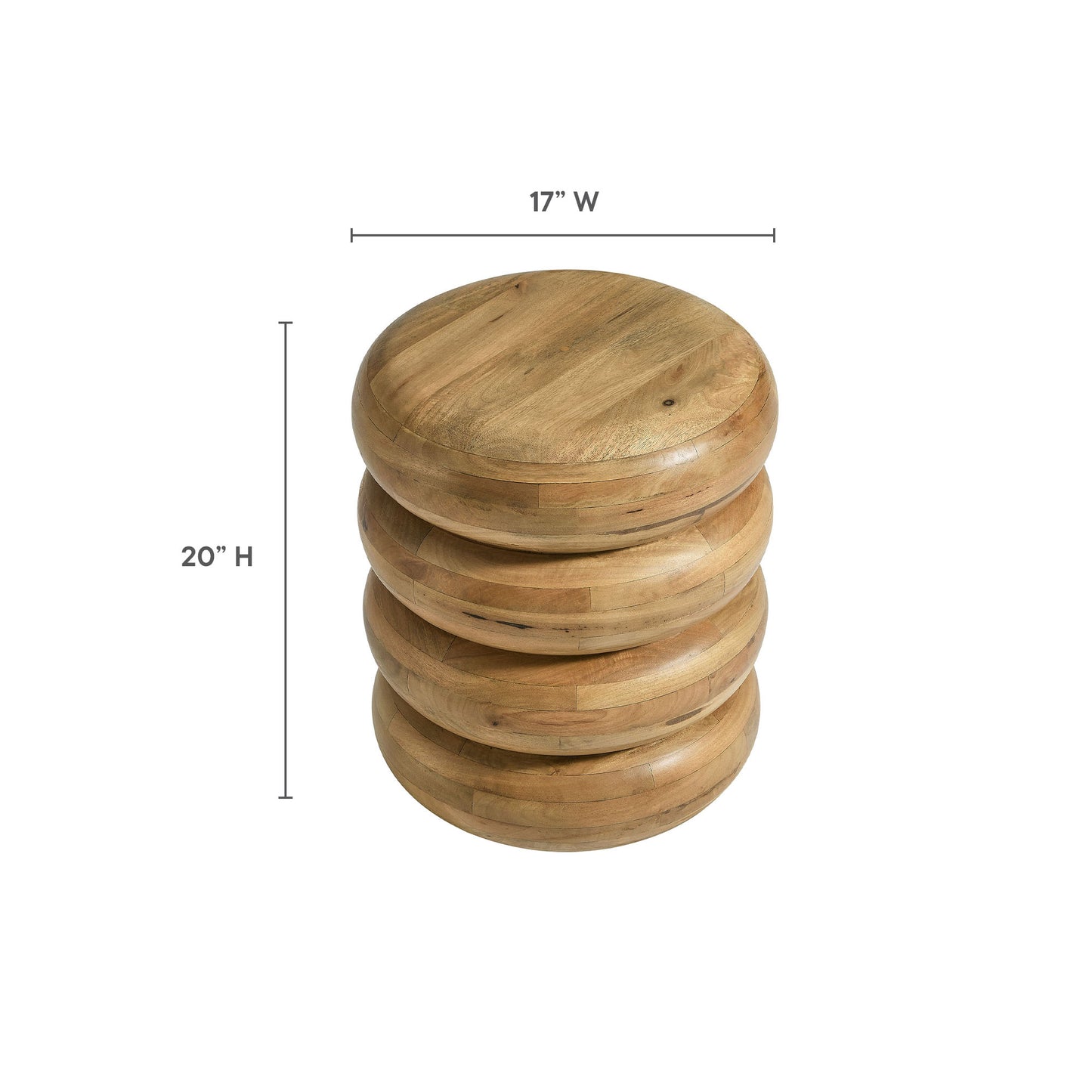 Ellery Round Stacked Wood Side Table by Furniture For America