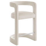Sepia Performance Velvet Counter Stool in Alabaster