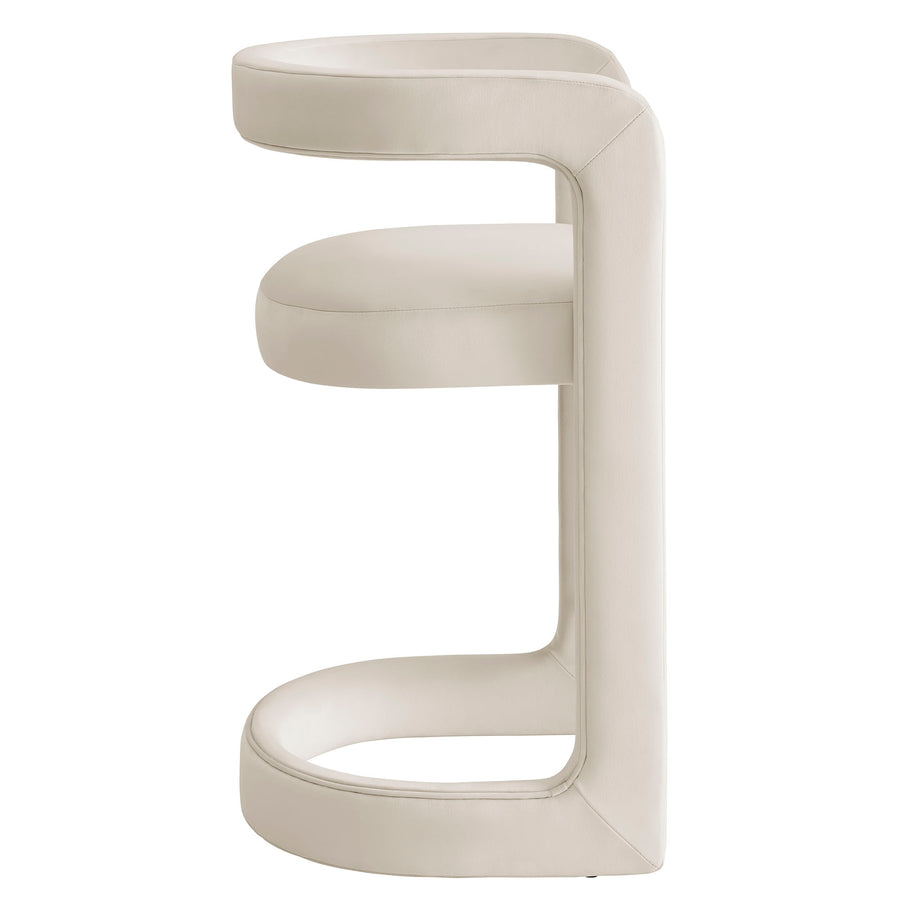 Sepia Performance Velvet Counter Stool in Alabaster
