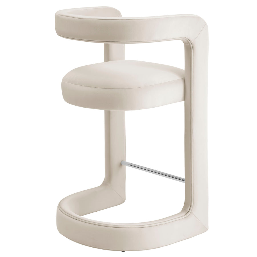 Sepia Performance Velvet Counter Stool in Alabaster