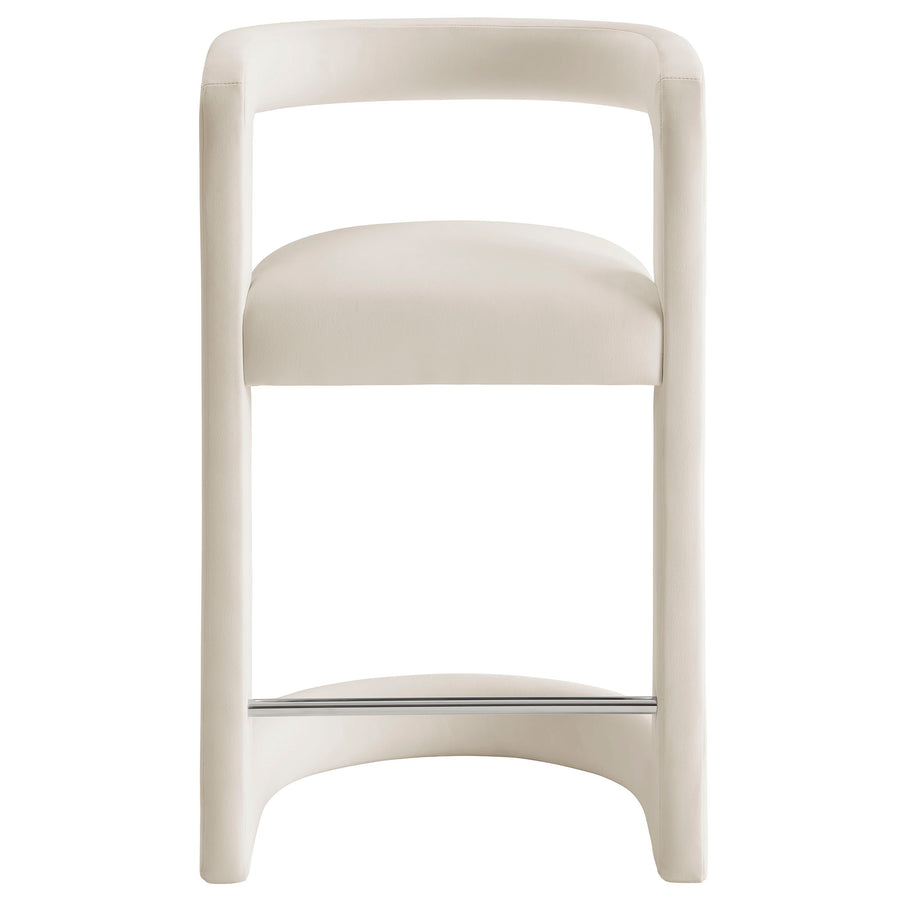 Sepia Performance Velvet Counter Stool in Alabaster