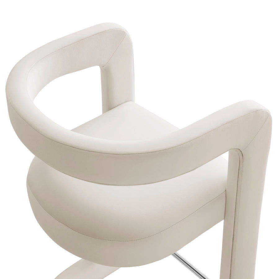 Sepia Performance Velvet Counter Stool in Alabaster
