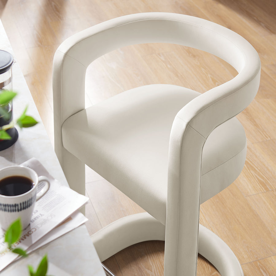 Sepia Performance Velvet Counter Stool in Alabaster
