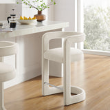 Sepia Performance Velvet Counter Stool in Alabaster