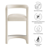 Sepia Performance Velvet Counter Stool in Alabaster