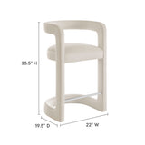 Sepia Performance Velvet Counter Stool in Alabaster