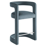 Sepia Performance Velvet Counter Stool in Cadet Blue