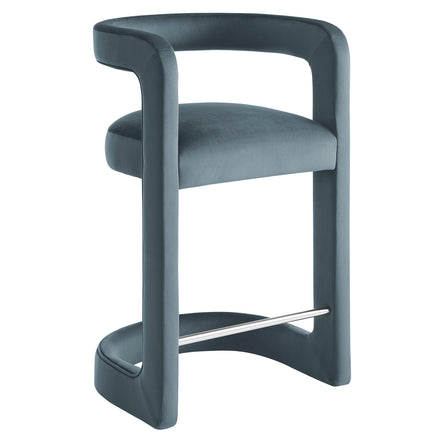 Winslow Performance Velvet Counter Stool in Cadet Blue