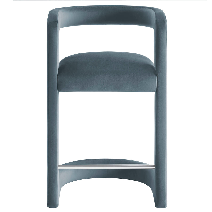 Sepia Performance Velvet Counter Stool in Cadet Blue