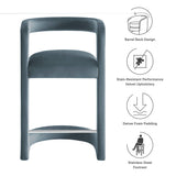 Sepia Performance Velvet Counter Stool in Cadet Blue