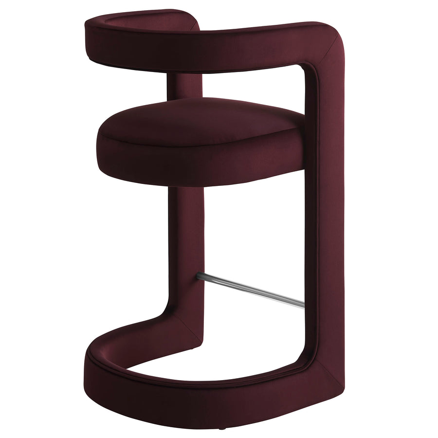 Sepia Performance Velvet Counter Stool in Mulberry
