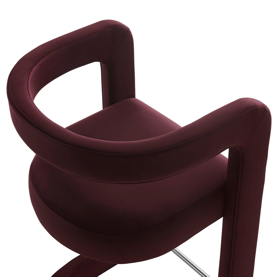 Sepia Performance Velvet Counter Stool in Mulberry