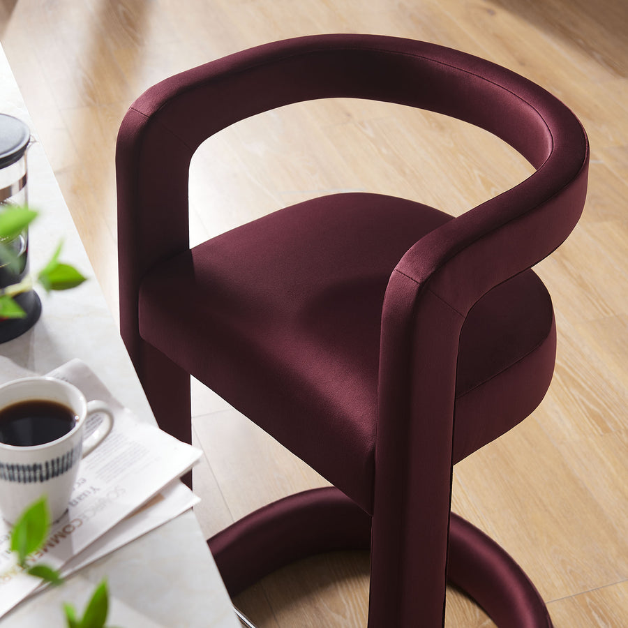 Sepia Performance Velvet Counter Stool in Mulberry