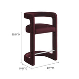 Sepia Performance Velvet Counter Stool in Mulberry