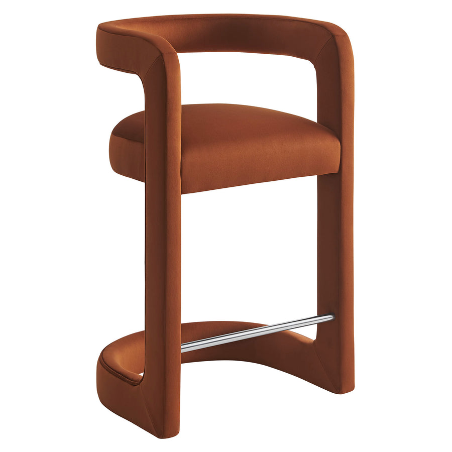 Sepia Performance Velvet Counter Stool in Rust