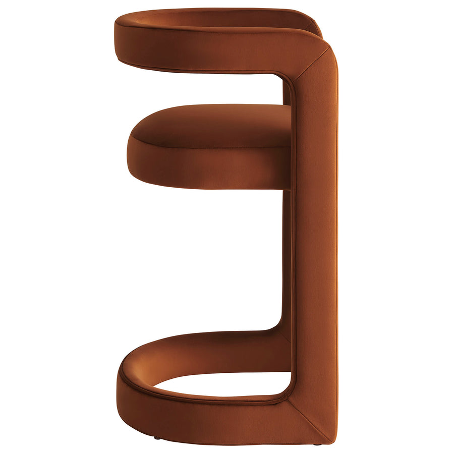Sepia Performance Velvet Counter Stool in Rust