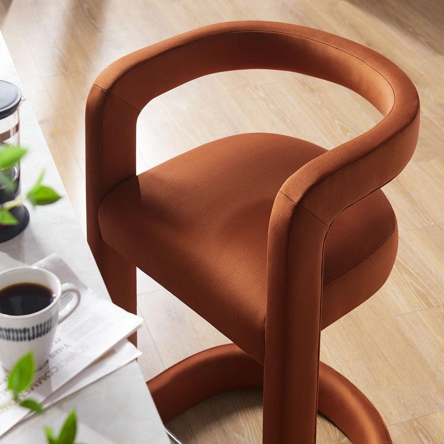 Sepia Performance Velvet Counter Stool in Rust