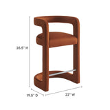 Sepia Performance Velvet Counter Stool in Rust