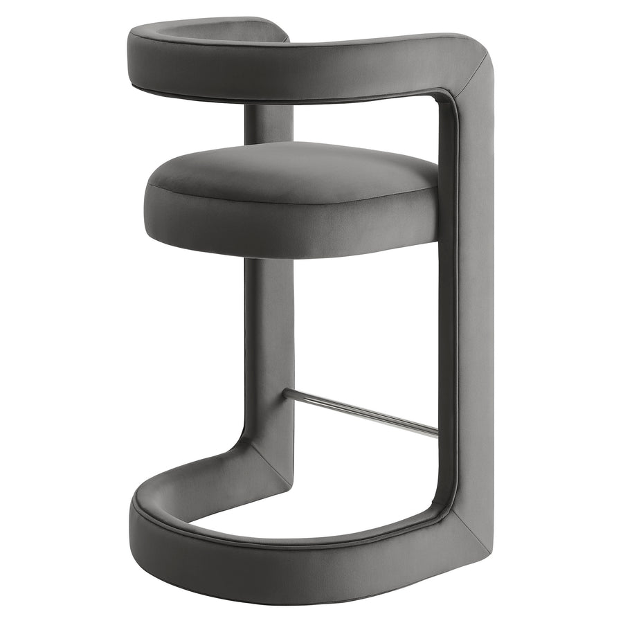 Sepia Performance Velvet Counter Stool in Storm Gray