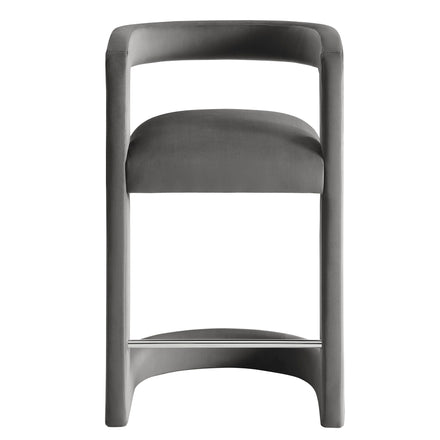 Winslow Performance Velvet Counter Stool in Storm Gray