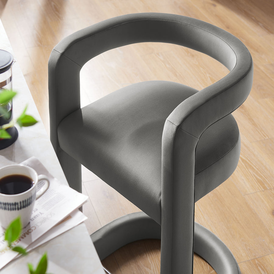 Sepia Performance Velvet Counter Stool in Storm Gray