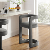 Sepia Performance Velvet Counter Stool in Storm Gray