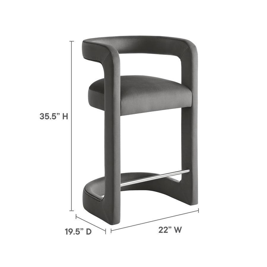 Sepia Performance Velvet Counter Stool in Storm Gray