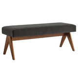 Sable 47" Fabric Upholstered Bench in Dark Gray
