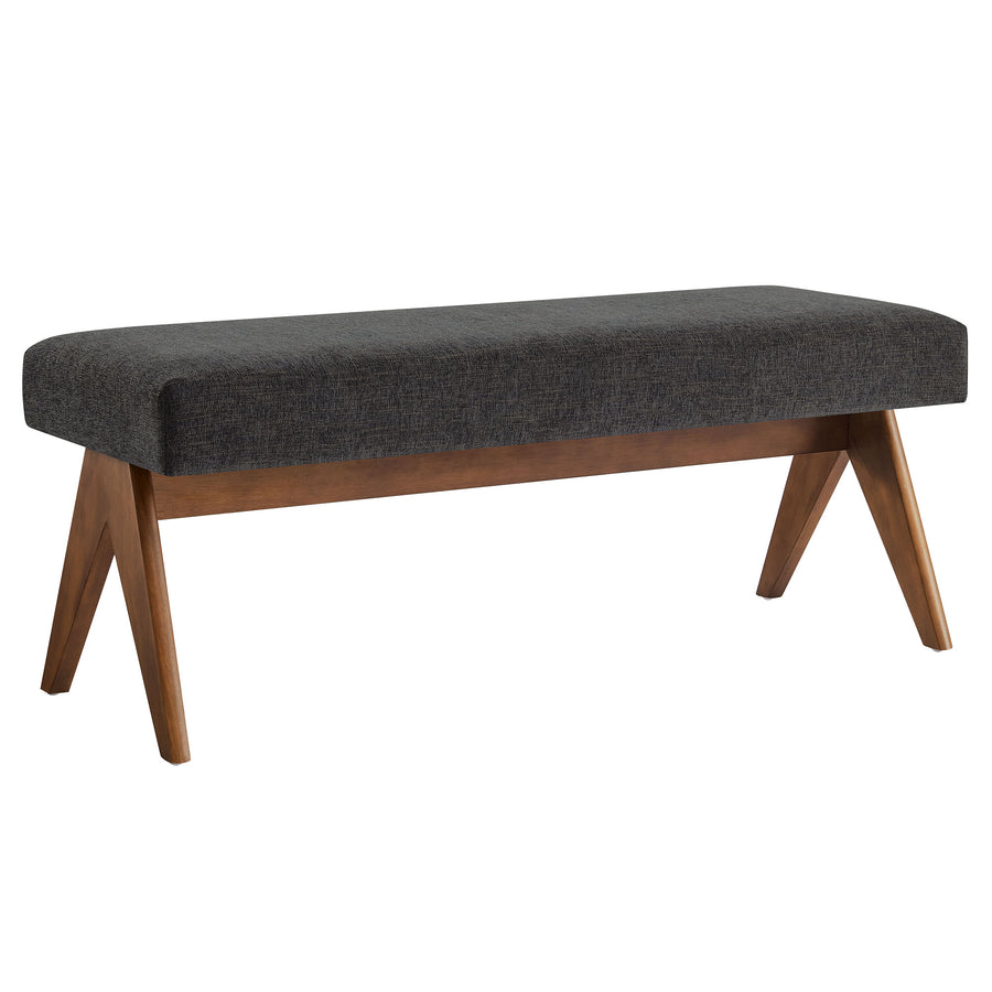 Sable 47" Fabric Upholstered Bench in Dark Gray