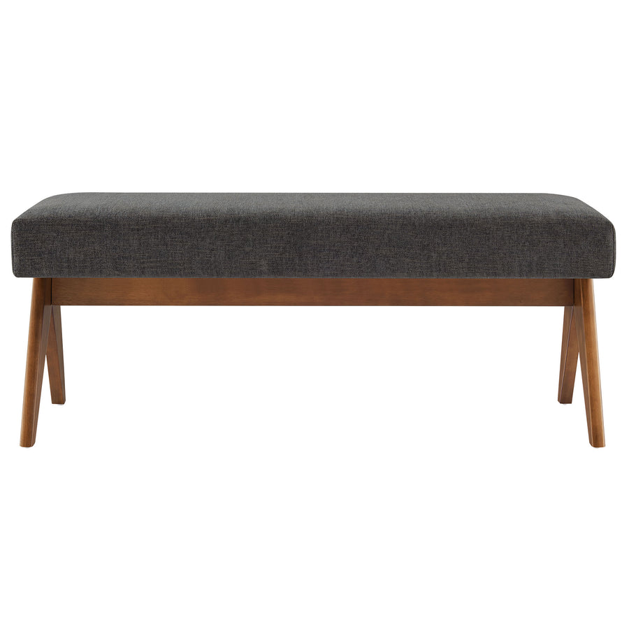 Sable 47" Fabric Upholstered Bench in Dark Gray