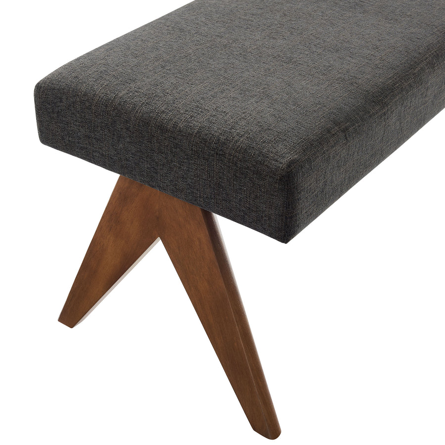 Sable 47" Fabric Upholstered Bench in Dark Gray