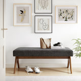 Sable 47" Fabric Upholstered Bench in Dark Gray
