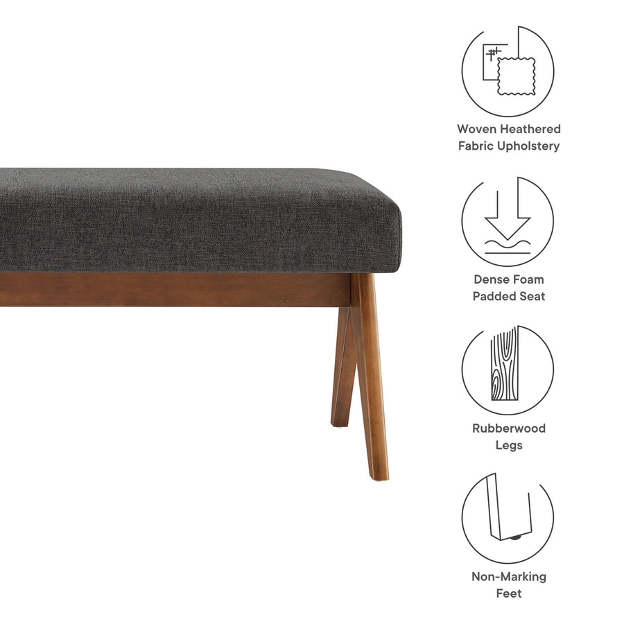 Sable 47" Fabric Upholstered Bench in Dark Gray