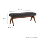 Sable 47" Fabric Upholstered Bench in Dark Gray