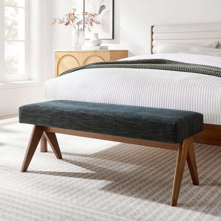 Sable 47" Fabric Upholstered Bench in Azure