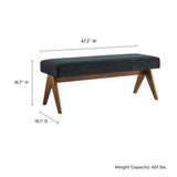 Sable 47" Fabric Upholstered Bench in Azure