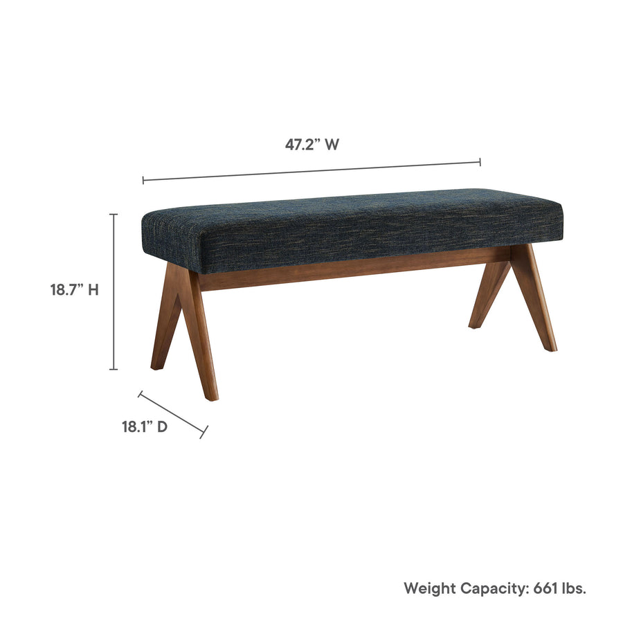 Sable 47" Fabric Upholstered Bench in Azure