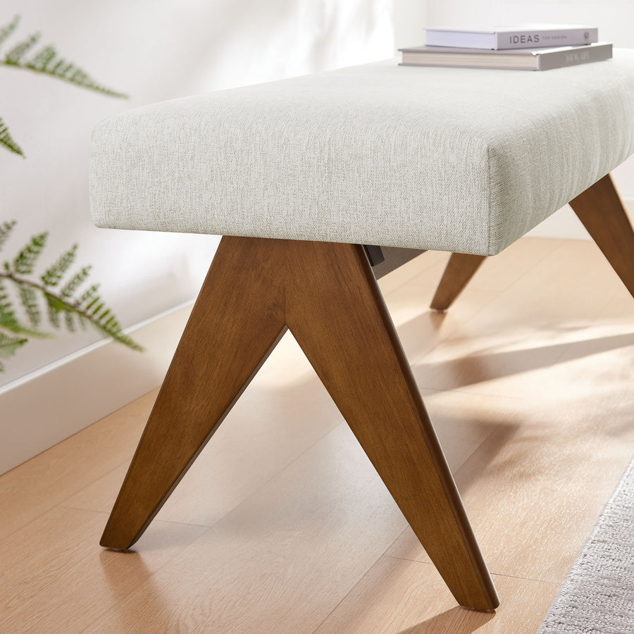 Sable 47" Fabric Upholstered Bench in Ivory