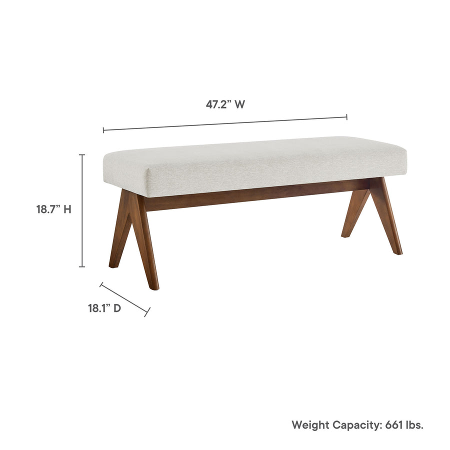 Sable 47" Fabric Upholstered Bench in Ivory