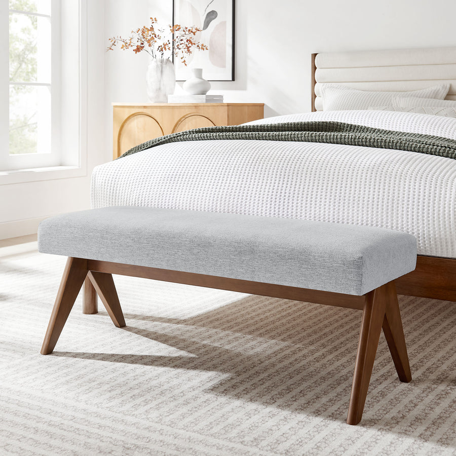 Sable 47" Fabric Upholstered Bench in Light Gray