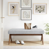 Sable 47" Fabric Upholstered Bench in Light Gray