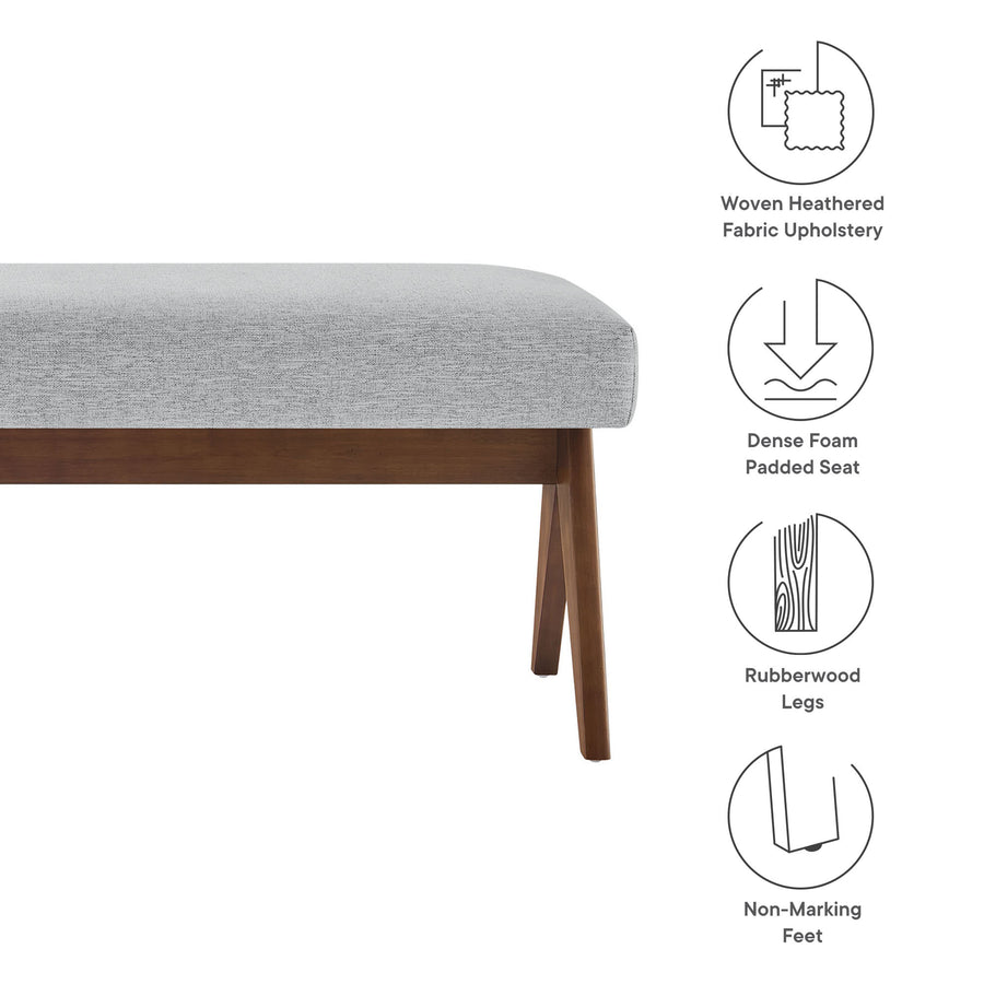 Sable 47" Fabric Upholstered Bench in Light Gray