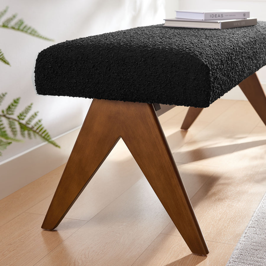 Sable 47" Boucle Upholstered Bench in Black